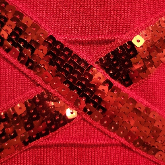 Red Dress S Sequins Party Bandeau Dress - Picture 6 of 11